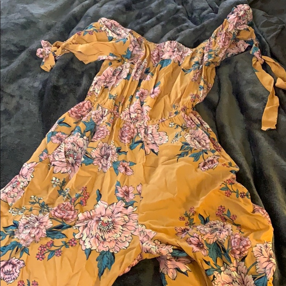 Band of gypsies, mustard floral print jumpsuit